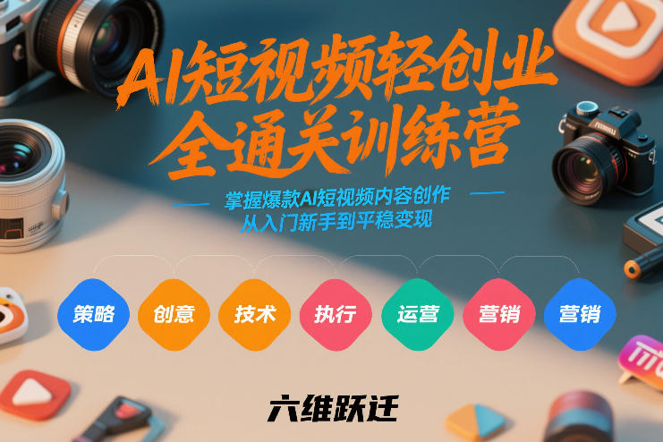 AI短视频轻创业全通关训练营,掌握爆款AI短视频内容创作,从入门新手到平稳变现的六维跃迁网创吧-网创项目资源站-副业项目-创业项目-搞钱项目网创吧