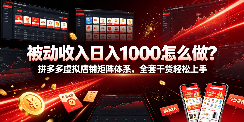 被动收入日入1000怎么做?拼多多虚拟店铺矩阵体系,全套干货轻松上手【揭秘】网创吧-网创项目资源站-副业项目-创业项目-搞钱项目网创吧