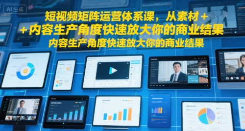 短视频矩阵运营体系课,从素材+内容生产角度快速放大你的商业结果网创吧-网创项目资源站-副业项目-创业项目-搞钱项目网创吧