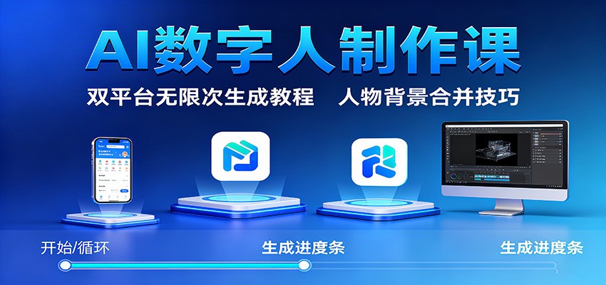 AI数字人制作课:双平台无限次生成教程,人物背景合并技巧网创吧-网创项目资源站-副业项目-创业项目-搞钱项目网创吧
