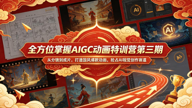 全方位掌握AIGC动画特训营第三期,从分镜到成片,打造国风爆款动画,抢占AI视觉创作赛道红利网创吧-网创项目资源站-副业项目-创业项目-搞钱项目网创吧
