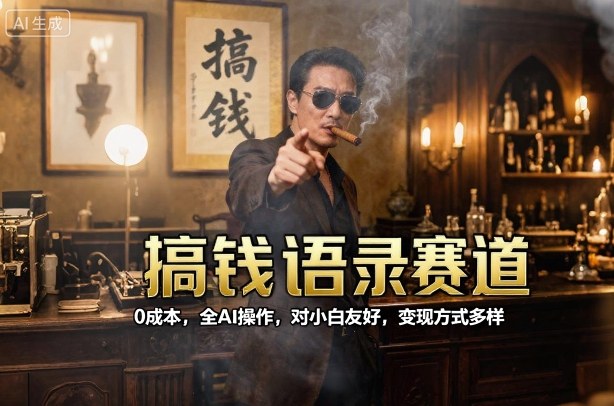 搞钱语录赛道,0成本,全AI操作,对小白友好,变现方式多样网创吧-网创项目资源站-副业项目-创业项目-搞钱项目网创吧