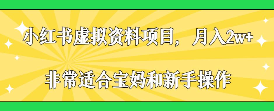 小红书虚拟资料项目,月入2w+,非常适合宝妈和新手操作【揭秘】网创吧-网创项目资源站-副业项目-创业项目-搞钱项目网创吧