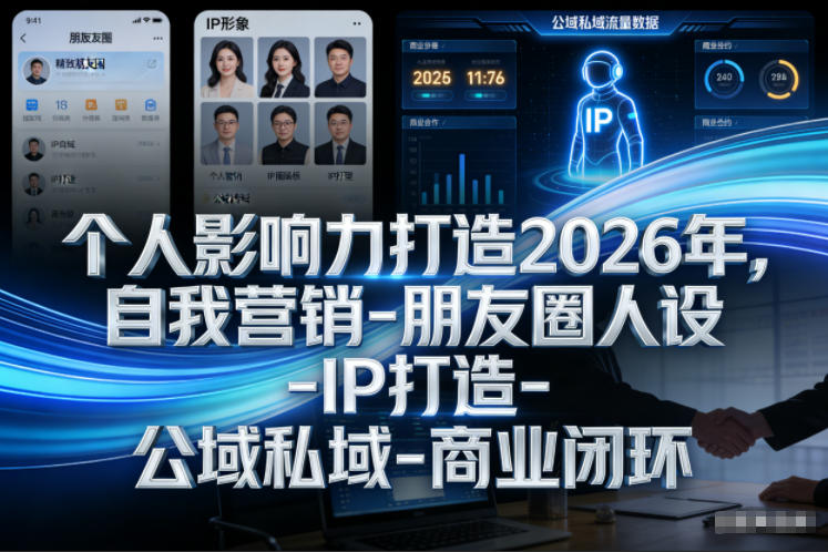 个人影响力打造2026年，自我营销-朋友圈人设-IP打造-公域私域-商业闭环网创吧-网创项目资源站-副业项目-创业项目-搞钱项目网创吧