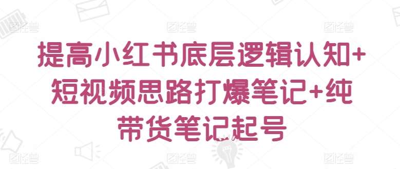 提高小红书底层逻辑认知+短视频思路打爆笔记+纯带货笔记起号网创吧-网创项目资源站-副业项目-创业项目-搞钱项目网创吧