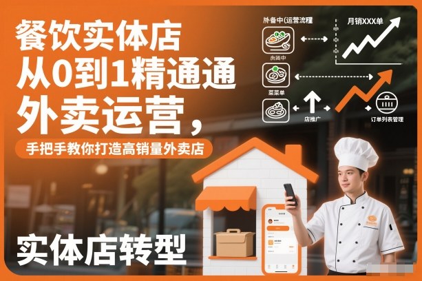 餐饮实体店从0到1精通外卖运营,手把手教你打造高销量外卖店网创吧-网创项目资源站-副业项目-创业项目-搞钱项目网创吧