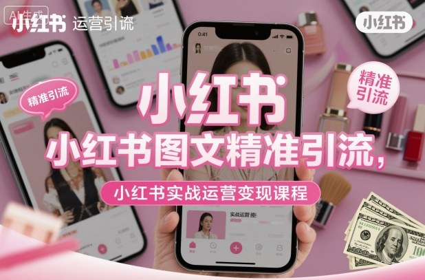 小红书图文精准引流,小红书实战运营变现课程网创吧-网创项目资源站-副业项目-创业项目-搞钱项目网创吧