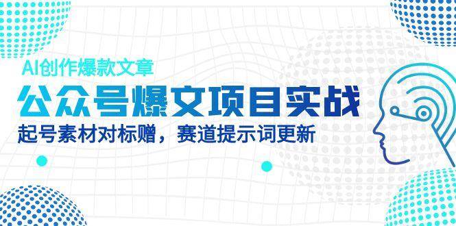 (14709期)公众号爆文项目实战,AI创作爆款文章,起号素材对标赠(附赛道AI提示词)网创吧-网创项目资源站-副业项目-创业项目-搞钱项目网创吧
