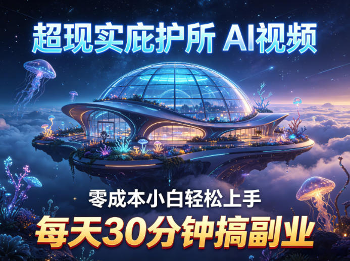 超现实庇护所AI视频项目拆解，零成本小白轻松上手，每天30分钟搞副业网创吧-网创项目资源站-副业项目-创业项目-搞钱项目网创吧