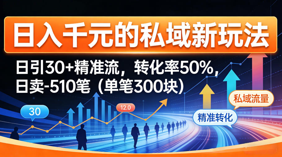 日入千米的私域新玩法:日引30+精准流,转化率50%,日卖5-10笔(单笔300米)网创吧-网创项目资源站-副业项目-创业项目-搞钱项目网创吧