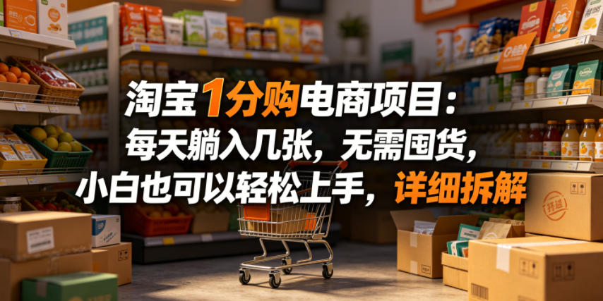 淘宝1分购电商项目:每天躺入几张,无需囤货,小白也可以轻松上手,详细拆解网创吧-网创项目资源站-副业项目-创业项目-搞钱项目网创吧