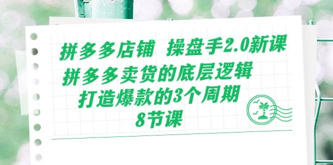 （10859期）拼多多店铺 操盘手2.0新课，拼多多卖货的底层逻辑，打造爆款的3个周期-8节网创吧-网创项目资源站-副业项目-创业项目-搞钱项目网创吧