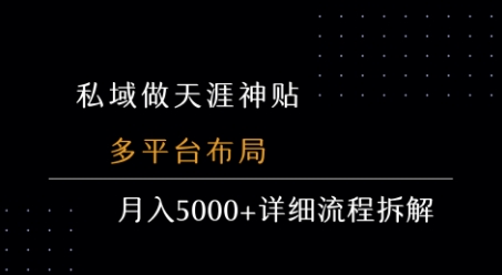 私域做天涯神贴 多平台布局 月入5k+详细流程拆解网创吧-网创项目资源站-副业项目-创业项目-搞钱项目网创吧