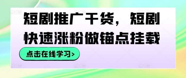 短剧推广干货,短剧快速涨粉做锚点挂载网创吧-网创项目资源站-副业项目-创业项目-搞钱项目网创吧