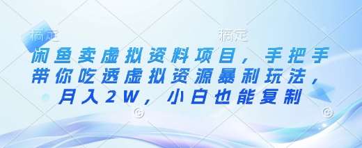 闲鱼卖虚拟资料项目,手把手带你吃透虚拟资源暴利玩法,月入2W,小白也能复制网创吧-网创项目资源站-副业项目-创业项目-搞钱项目网创吧