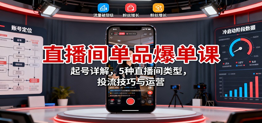 直播间单品爆单课：起号详解，5种直播间类型，投流技巧与运营网创吧-网创项目资源站-副业项目-创业项目-搞钱项目网创吧