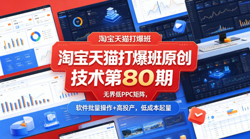 淘宝天猫打爆班原创技术第80期,无界低PPC矩阵,软件批量操作+高投产,低成本起量网创吧-网创项目资源站-副业项目-创业项目-搞钱项目网创吧