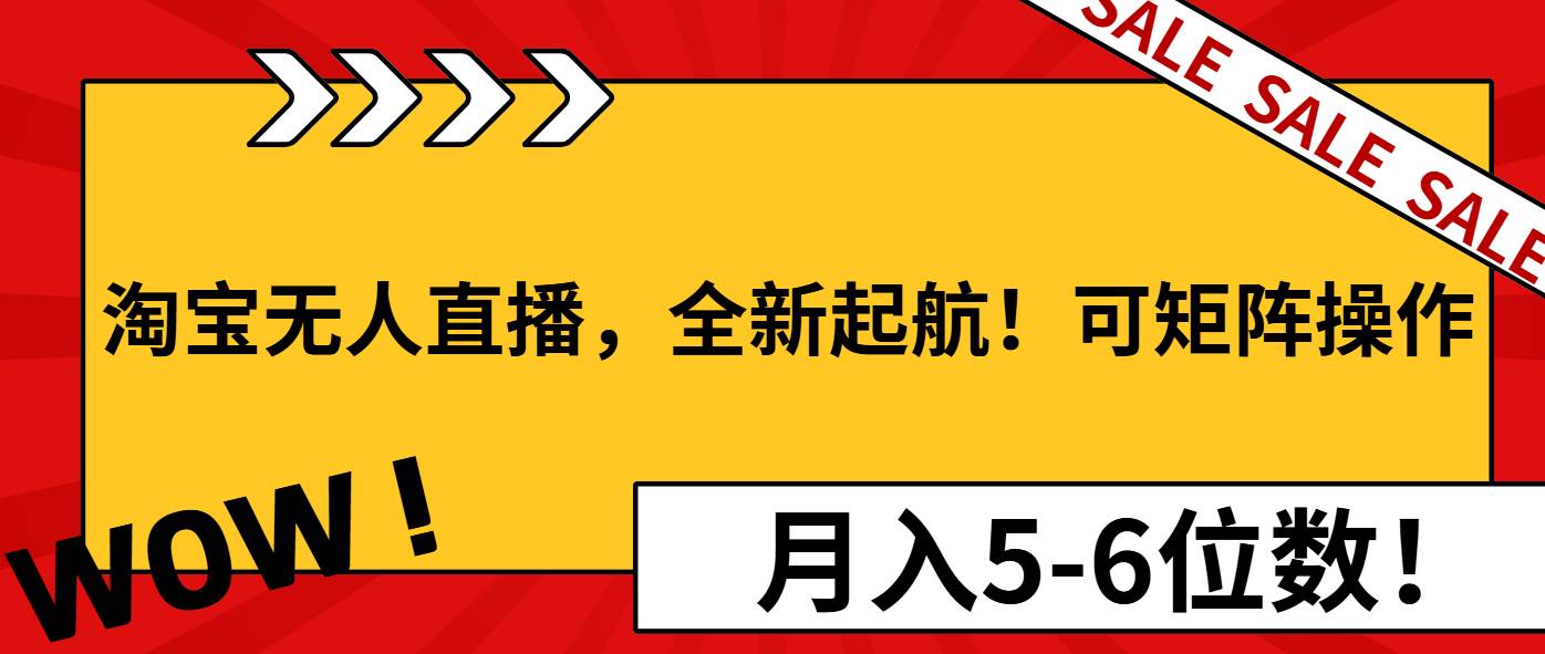 (13946期)淘宝无人直播,全新起航!可矩阵操作,月入5-6位数!网创吧-网创项目资源站-副业项目-创业项目-搞钱项目网创吧