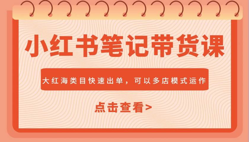 小红书笔记带货课，大红海类目快速出单，市场大，可以多店模式运作网创吧-网创项目资源站-副业项目-创业项目-搞钱项目网创吧