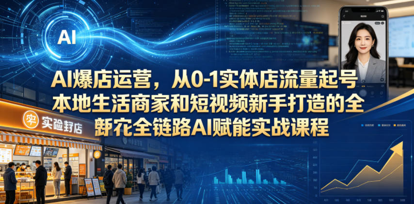 AI爆店运营,从0-1实体店流量起号,本地生活商家和短视频新手打造的全链路AI赋能实战课程网创吧-网创项目资源站-副业项目-创业项目-搞钱项目网创吧