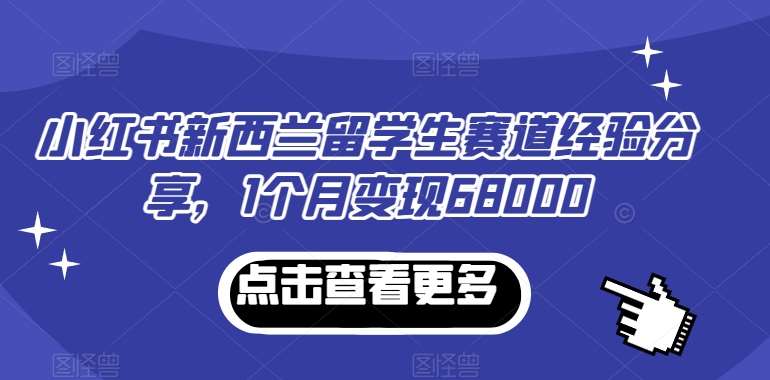 小红书新西兰留学生赛道经验分享,1个月变现68000【揭秘】网创吧-网创项目资源站-副业项目-创业项目-搞钱项目网创吧