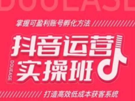 抖音运营实操班,掌握可盈利账号孵化方法,打造高效低成本获客系统网创吧-网创项目资源站-副业项目-创业项目-搞钱项目网创吧