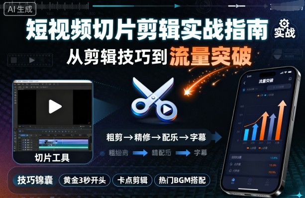 短视频切片剪辑实战指南，从剪辑技巧到流量突破网创吧-网创项目资源站-副业项目-创业项目-搞钱项目网创吧