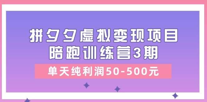 (11000期)某收费培训《拼夕夕虚拟变现项目陪跑训练营3期》单天纯利润50-500元网创吧-网创项目资源站-副业项目-创业项目-搞钱项目网创吧
