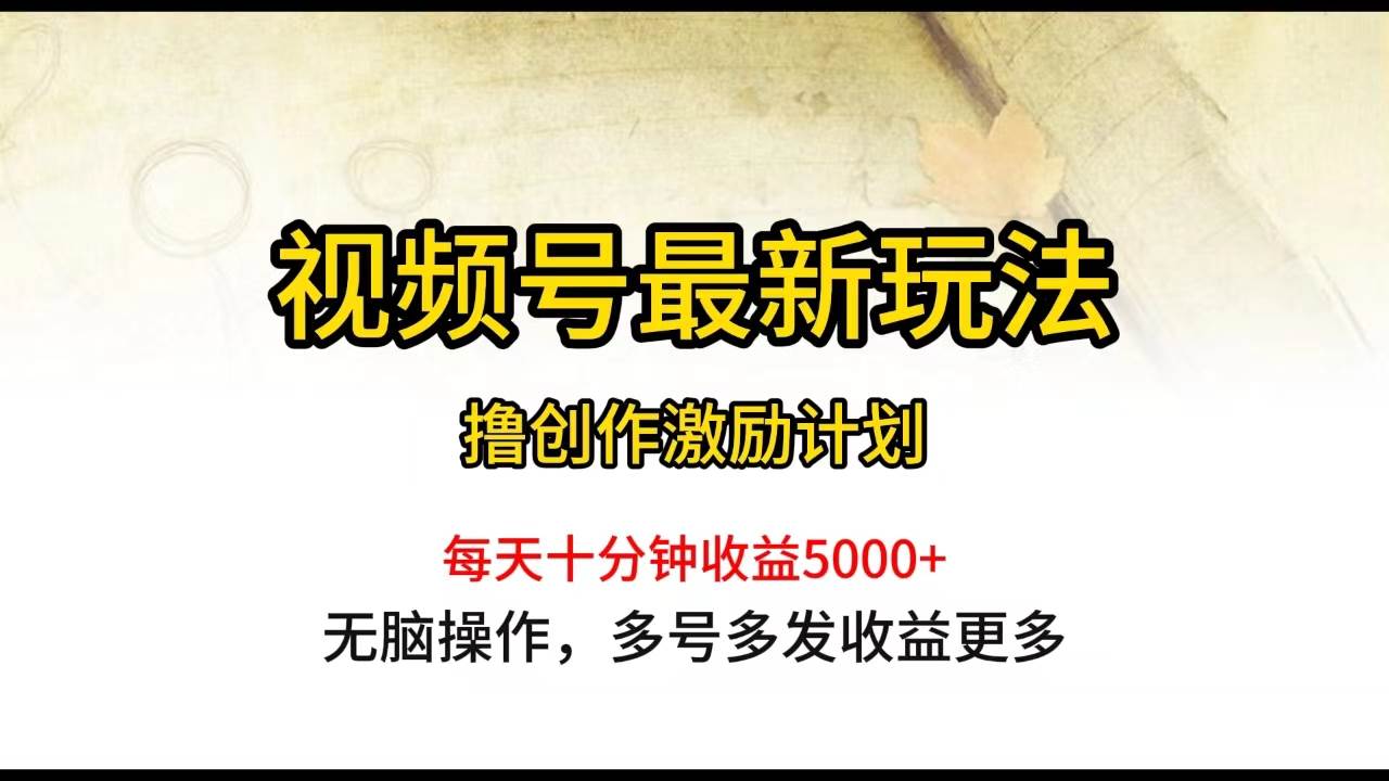 (10087期)视频号最新玩法,每日一小时月入5000+网创吧-网创项目资源站-副业项目-创业项目-搞钱项目网创吧