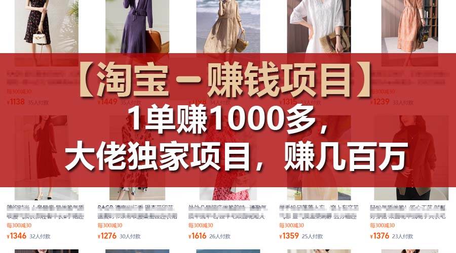 (11685期)【淘宝赚钱项目】1单可赚1000多,大佬独家项目,年赚几百万网创吧-网创项目资源站-副业项目-创业项目-搞钱项目网创吧