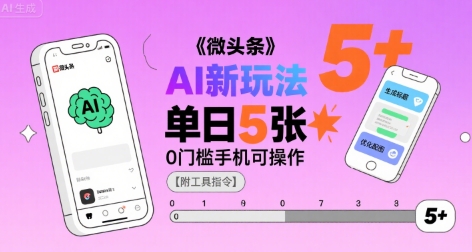 微头条AI新玩法,小白单日5张+,0门槛手机可操作【附工具指令】网创吧-网创项目资源站-副业项目-创业项目-搞钱项目网创吧