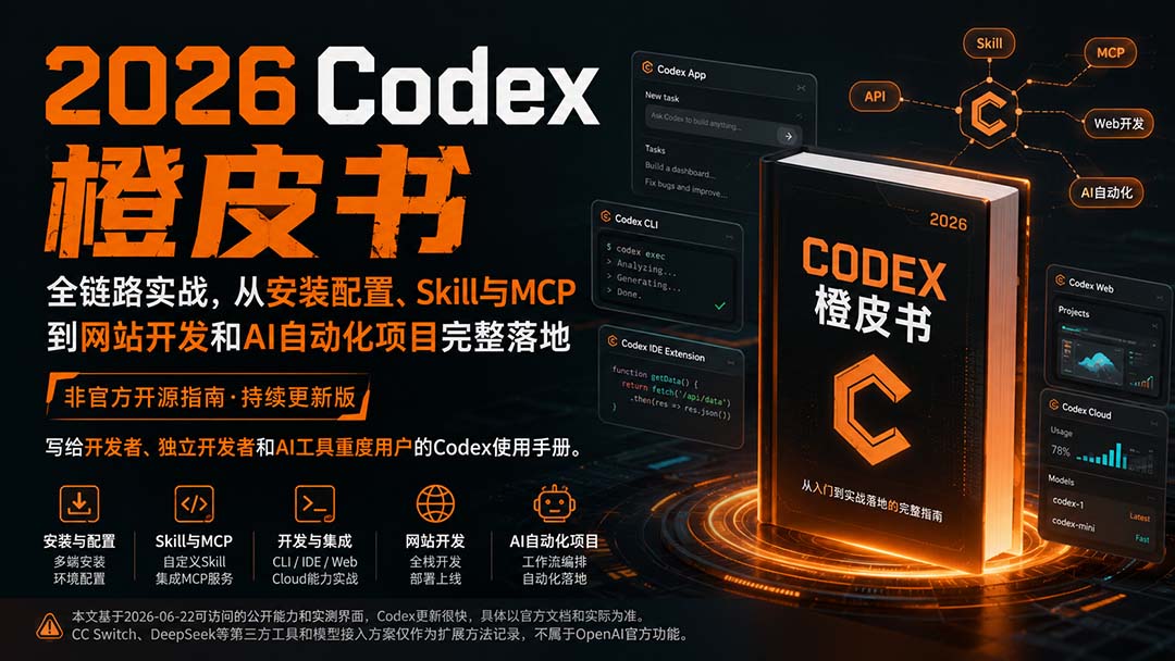 (20105期)2026Codex橙皮书:全链路实战,从安装配置、Skill与MCP到网站开发和AI自动化项目完整落地网创吧-网创项目资源站-副业项目-创业项目-搞钱项目网创吧