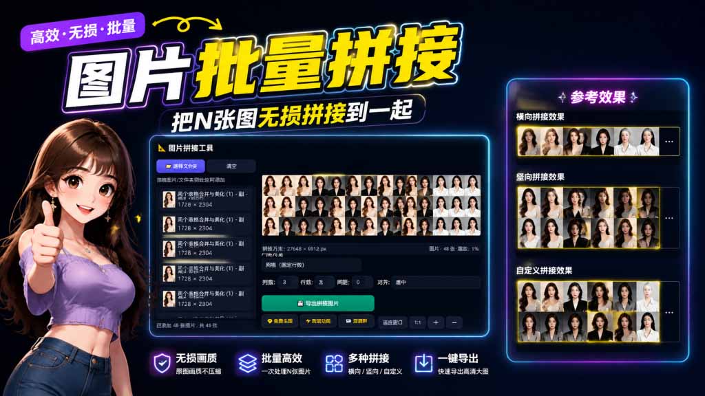 (20005期)图片批量拼接,把N张图无损拼接到一起,支持横向、竖向、自定义等功能网创吧-网创项目资源站-副业项目-创业项目-搞钱项目网创吧