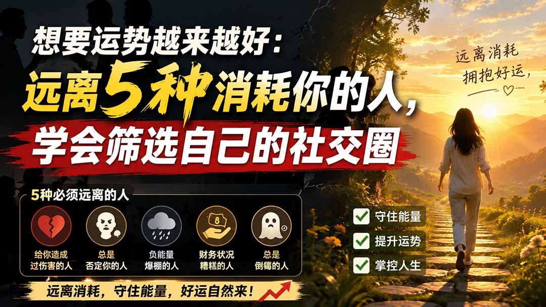 (19965期)付费文章:想要运势越来越好:远离5种消耗你的人,学会筛选自己的社交圈网创吧-网创项目资源站-副业项目-创业项目-搞钱项目网创吧