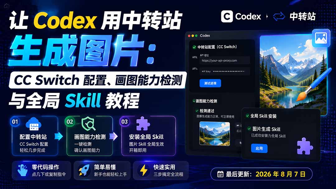 （19777期）让 Codex 用中转站生成图片：CC Switch 配置、画图能力检测与全局 Skill 教程网创吧-网创项目资源站-副业项目-创业项目-搞钱项目网创吧
