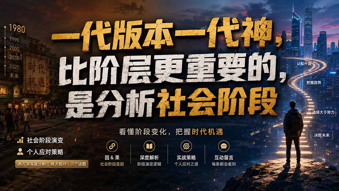 (19745期)付费文章:一代版本一代神,比阶层更重要的,是分析社会阶段网创吧-网创项目资源站-副业项目-创业项目-搞钱项目网创吧