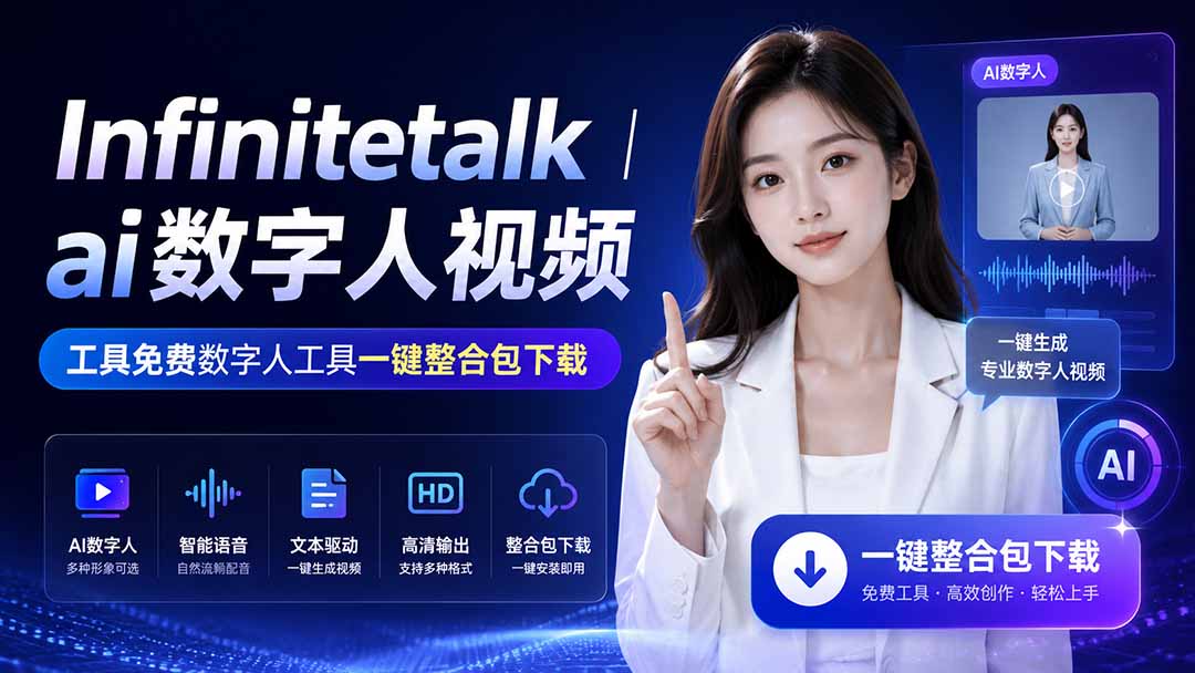 (20008期)Infinitetalk丨ai数字人视频-工具免费数字人工具一键整合包下载网创吧-网创项目资源站-副业项目-创业项目-搞钱项目网创吧