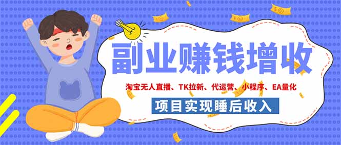 (19654期)2026年多个真实落地副业项目,手把手带你搭建被动收入管道(淘宝无人直播、海外TK拉新...网创吧-网创项目资源站-副业项目-创业项目-搞钱项目网创吧