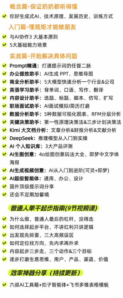(20149期)AI私教实战课-更新8月:从提示词、智能体到内容生产与流量获客,系统打造AI时代超级个体核心能力网创吧-网创项目资源站-副业项目-创业项目-搞钱项目网创吧
