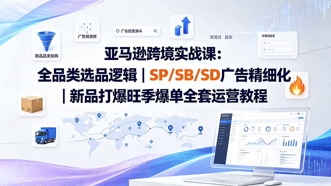 (20160期)亚马逊跨境实战课-更新8月:全品类选品逻辑|SP/SB/SD广告精细化|新品打爆旺季爆单全套运营教程网创吧-网创项目资源站-副业项目-创业项目-搞钱项目网创吧