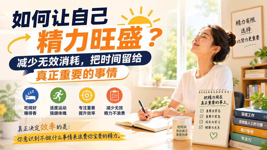 (20071期)付费文章:如何让自己精力旺盛?减少无效消耗,把时间留给真正重要的事情网创吧-网创项目资源站-副业项目-创业项目-搞钱项目网创吧