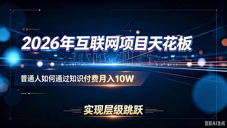(20150期)2026年互联网项目天花板:普通人如何通过知识付费月入10W,实现层级跳跃网创吧-网创项目资源站-副业项目-创业项目-搞钱项目网创吧