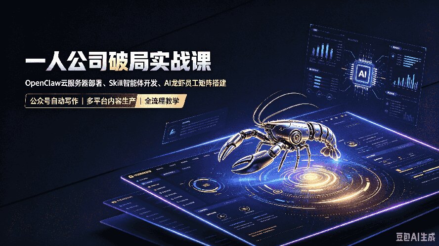 (19995期)一人公司破局实战课|OpenClaw云服务器部署、Skill智能体开发、AI龙虾员工矩阵搭建,公众号自动写作与多平台内容...网创吧-网创项目资源站-副业项目-创业项目-搞钱项目网创吧