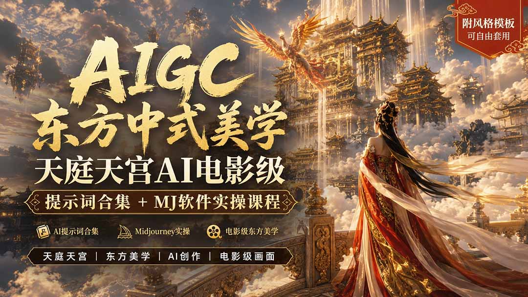 (19998期)AIGC东方中式美学天庭天宫AI电影级提示词合集+MJ软件实操课程网创吧-网创项目资源站-副业项目-创业项目-搞钱项目网创吧