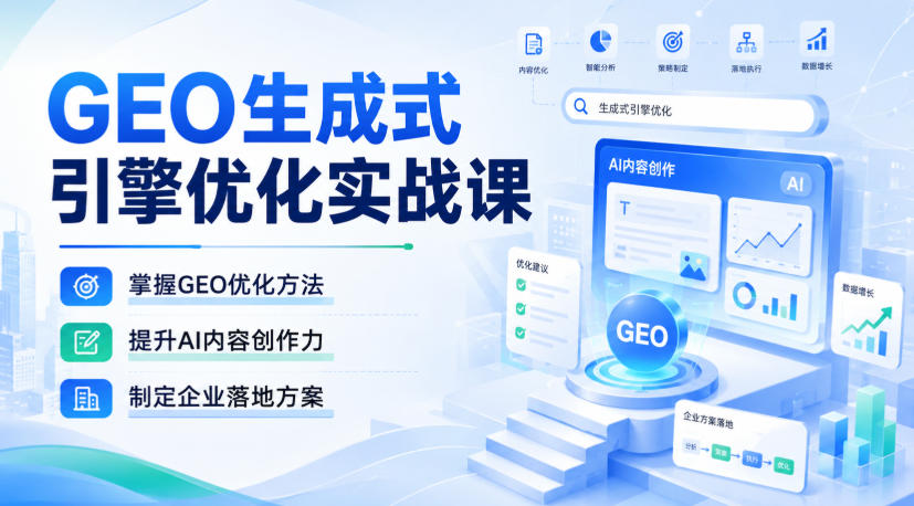GEO生成式引擎优化实战课,掌握GEO优化方法,提升AI内容创作力,制定企业落地方案网创吧-网创项目资源站-副业项目-创业项目-搞钱项目网创吧