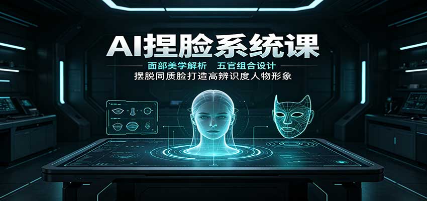 AI捏脸系统课:面部美学解析,五官组合设计,摆脱同质脸打造高辨识度人物形象网创吧-网创项目资源站-副业项目-创业项目-搞钱项目网创吧