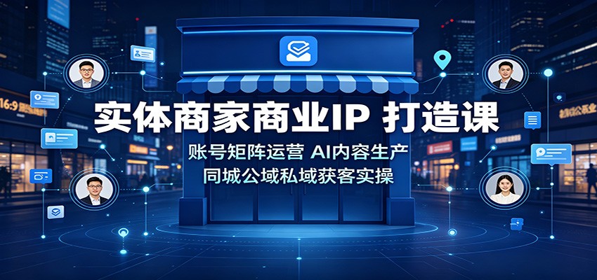 实体商家商业IP打造课：账号矩阵运营，AI内容生产，同城公域私域获客实操网创吧-网创项目资源站-副业项目-创业项目-搞钱项目网创吧