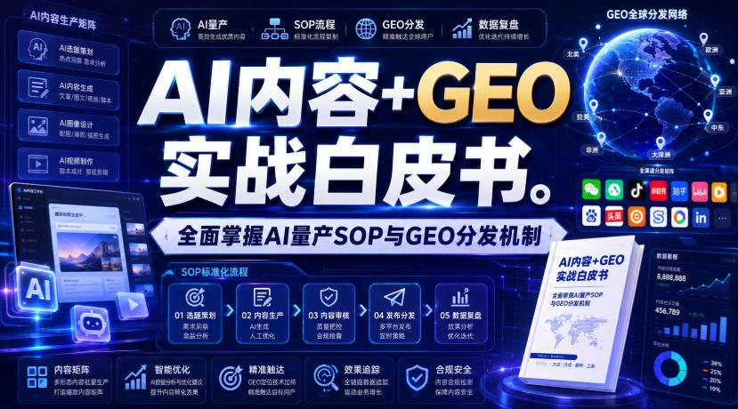 AI内容+GEO实战白皮书,全面掌握AI量产SOP与GEO分发机制【文档】网创吧-网创项目资源站-副业项目-创业项目-搞钱项目网创吧