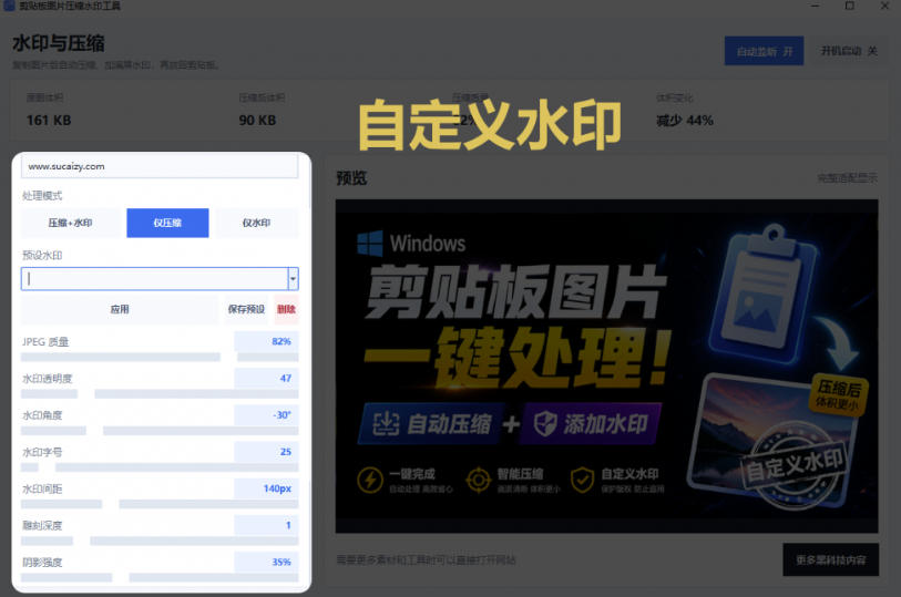 Windows剪贴板复制图片后,体积会暴涨数百倍?剪贴板图片一键自动压缩及添加水印工具网创吧-网创项目资源站-副业项目-创业项目-搞钱项目网创吧