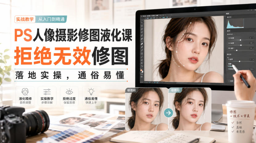 PS人像摄影修图液化课,拒绝无效修图,落地实操,通俗易懂网创吧-网创项目资源站-副业项目-创业项目-搞钱项目网创吧